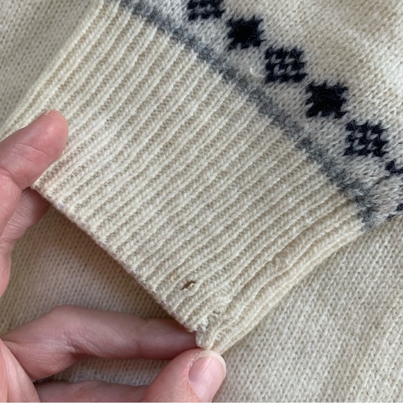 Vintage Liz Claiborne Argyle Cream Lambs Wool Sweater Size Large - Picture 11 of 12